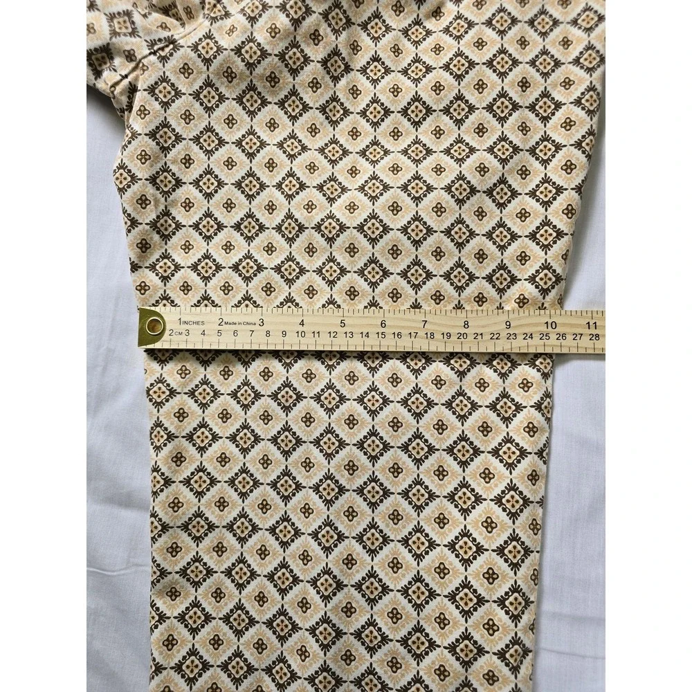 Talbots‎ Capri Pants Womens 10P Brown Tan Geometric Stretch Crop Petite Print